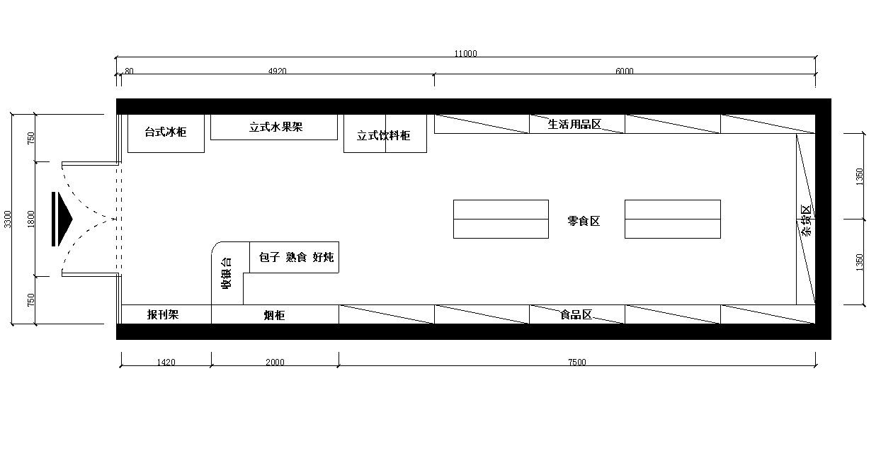 24小时便利店门头和店内装修货物摆放设计