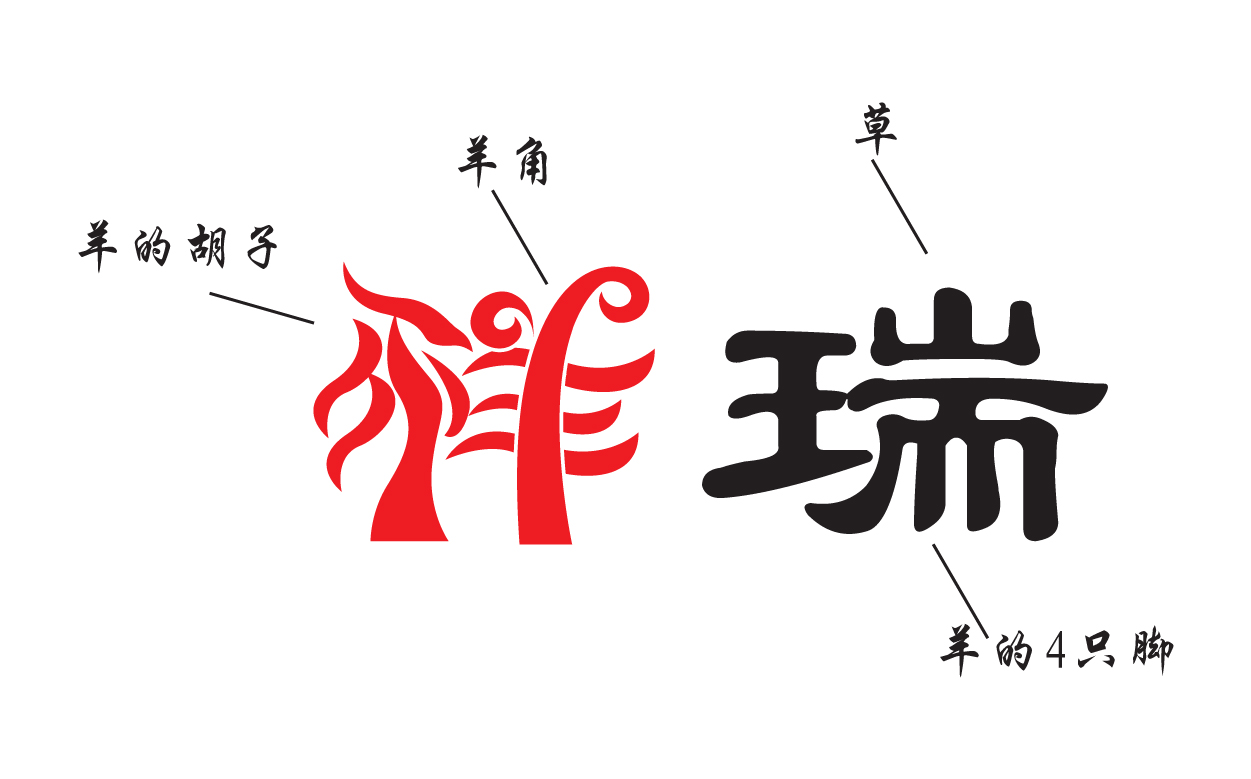 "祥瑞" logo设计 要求:"祥"字已经有设计出来大概样子,但感觉还不是很