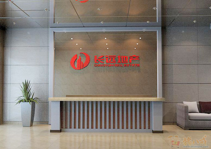公司形象墙及前台的设计-办公商铺装修-猪八戒网