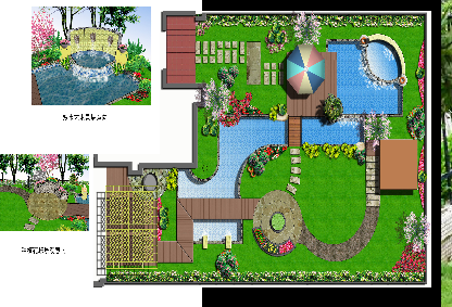 别墅200平方花园带鱼池设计方案
