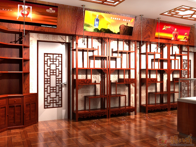 小烟酒店效果图和施工图一套