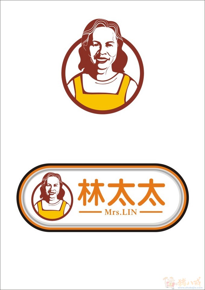 林太太餐饮连锁logo设计(参照相片,将头像画成肯德基式的矢量图)