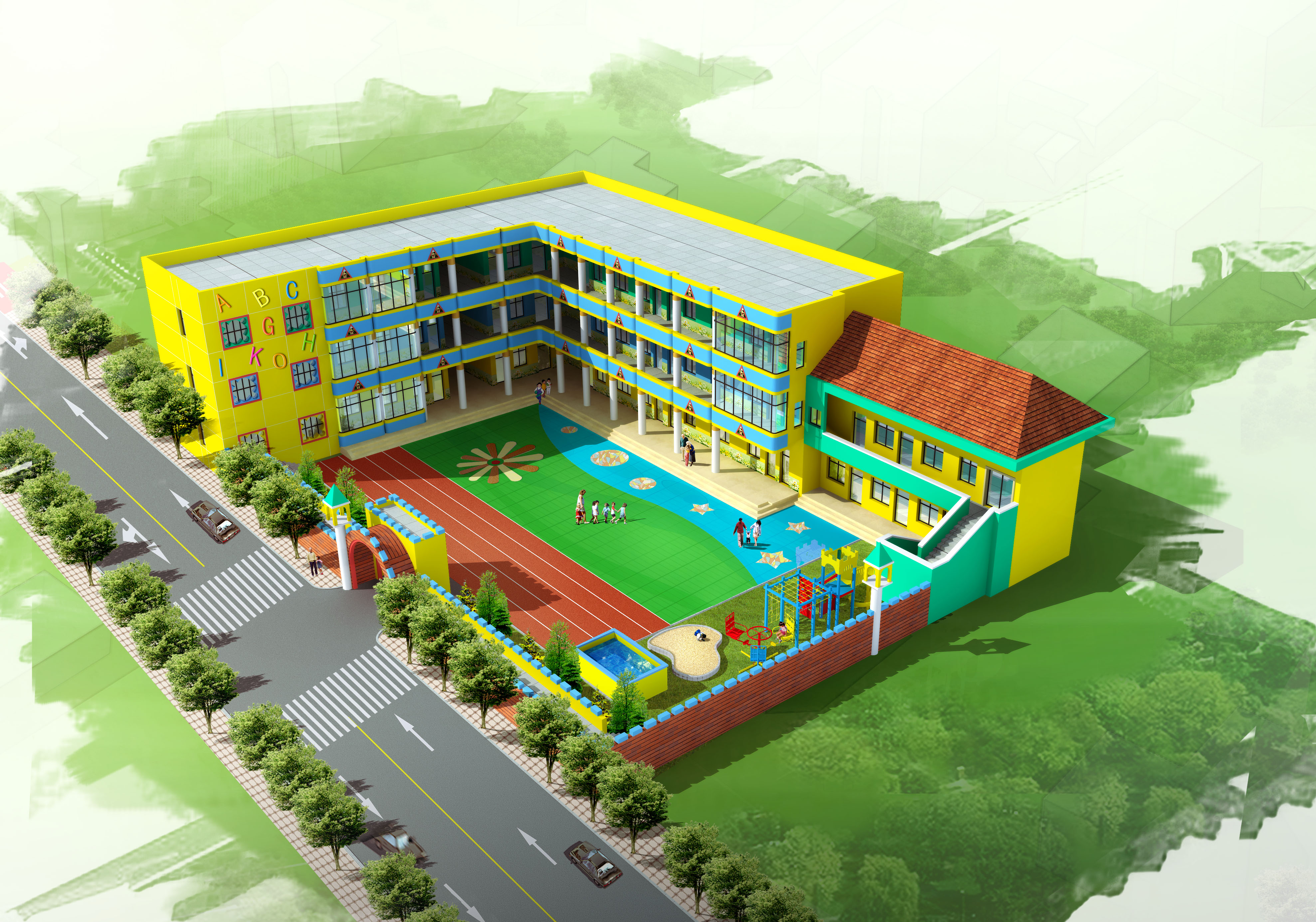 幼儿园楼体外立面色彩搭配设计