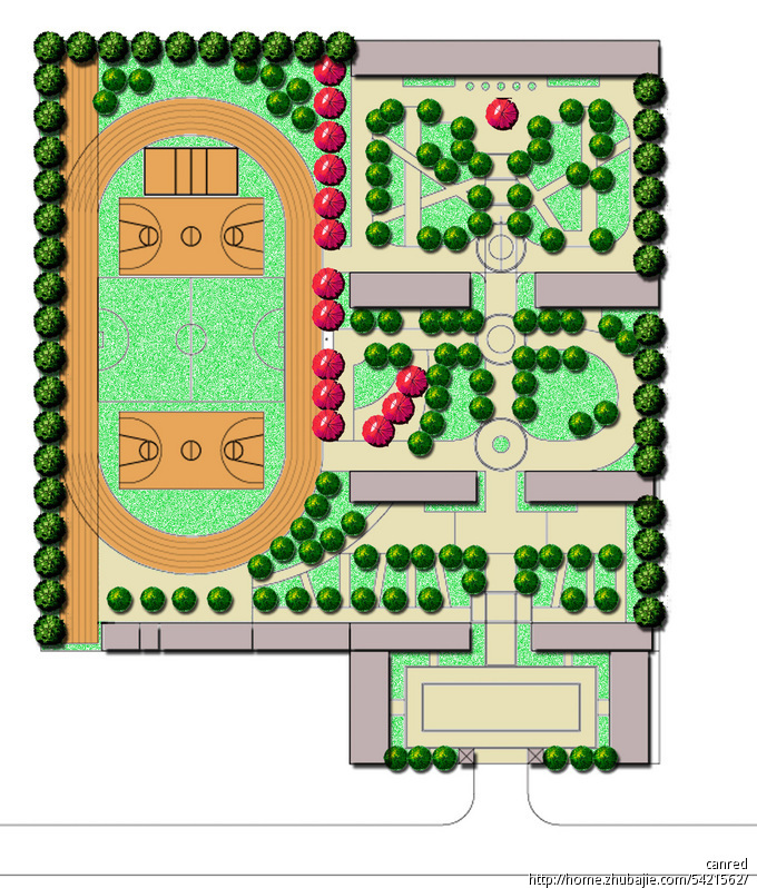 小学校园<em>硬化</em>绿化设计<em>效果图</em>-景观设计-猪八戒