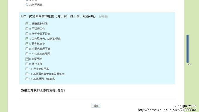 酒店员工满意度市场调查问卷