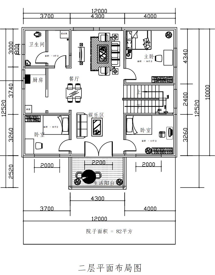 简单自建房平面布局草图