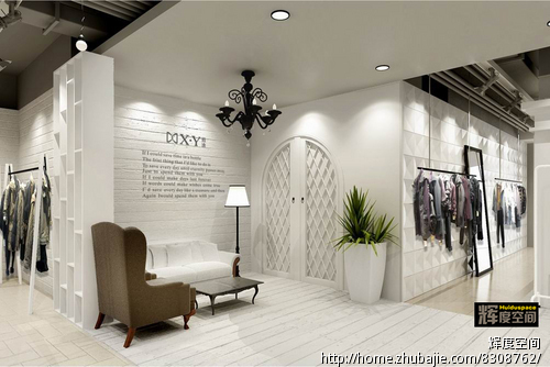 <em>时尚</em>简约黑白风<em>潮流女装店</em>装修 60平方 - 店铺