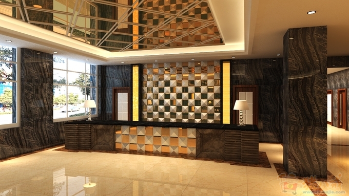 康馨温泉大酒店吧台背景设计方案 - 会所装修设计 - 商业装修 - 猪八戒网