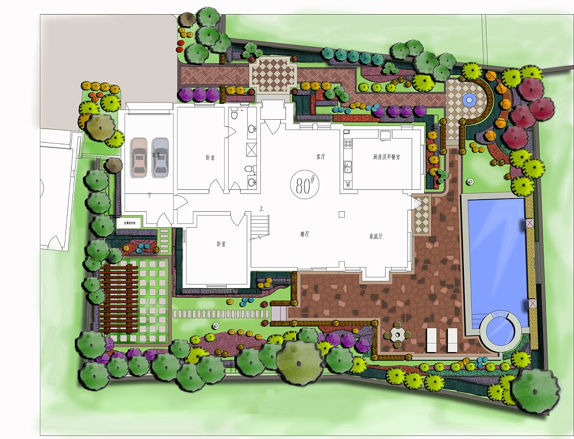 500   /张   成交量0  别墅庭院彩色平面图 南京铭匠环境艺术工作