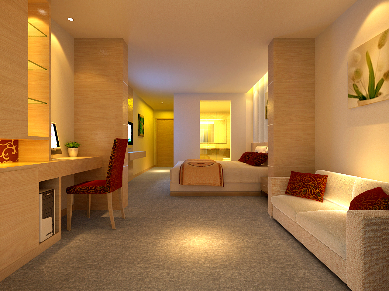 泰兴鸿福装饰工程公司为酒店客房效果图设计提交稿件|案例|方案-猪