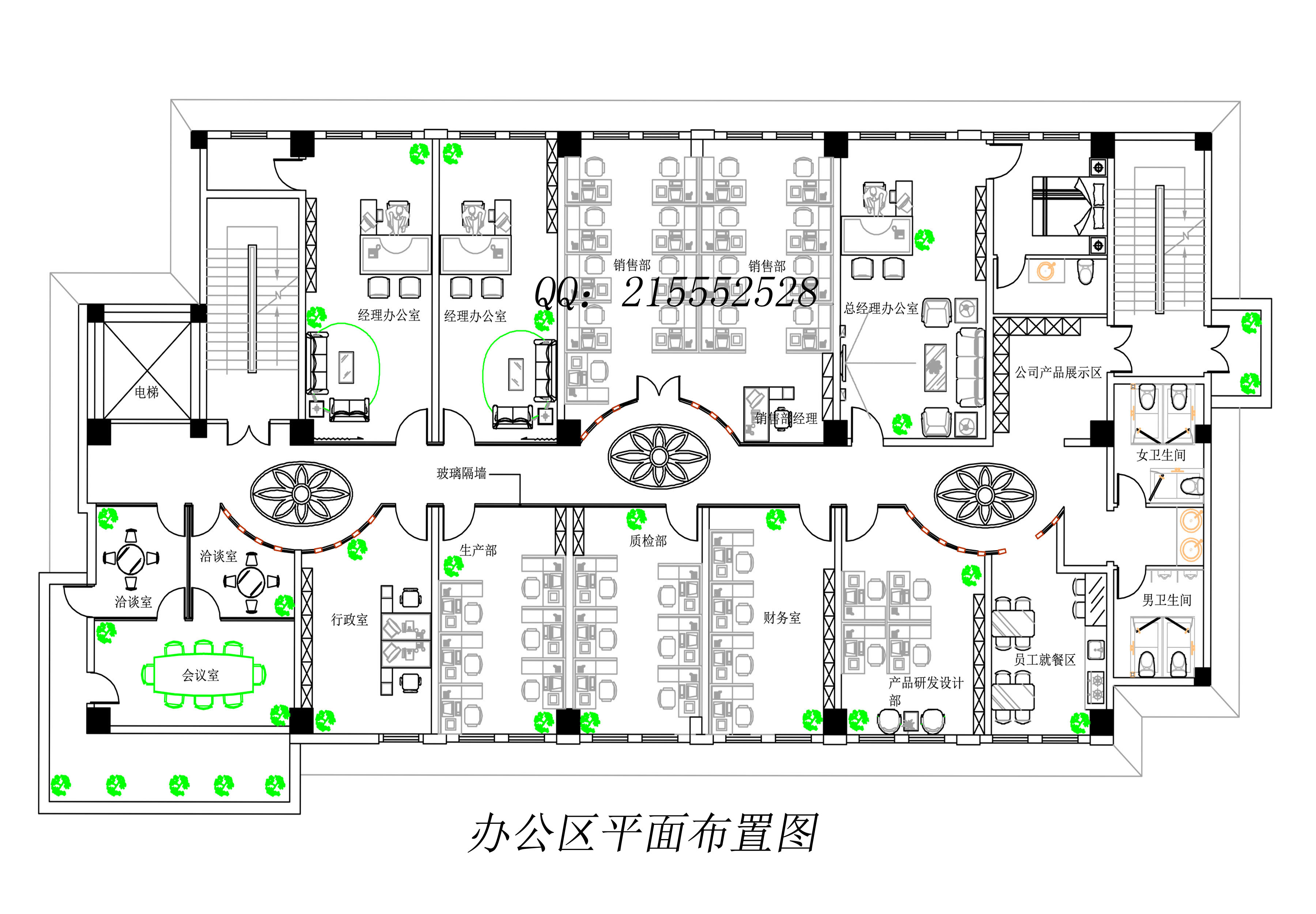 500平办公室平面布置图图片