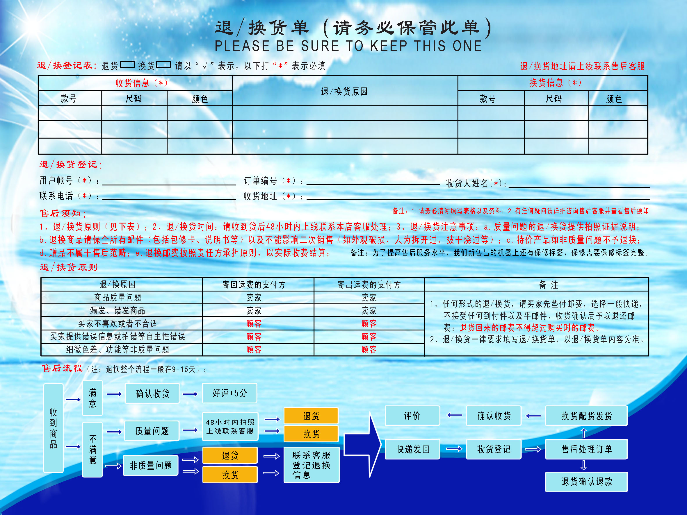 淘宝网"蓝海电器专营"随货同行单和淘宝店铺签名设计
