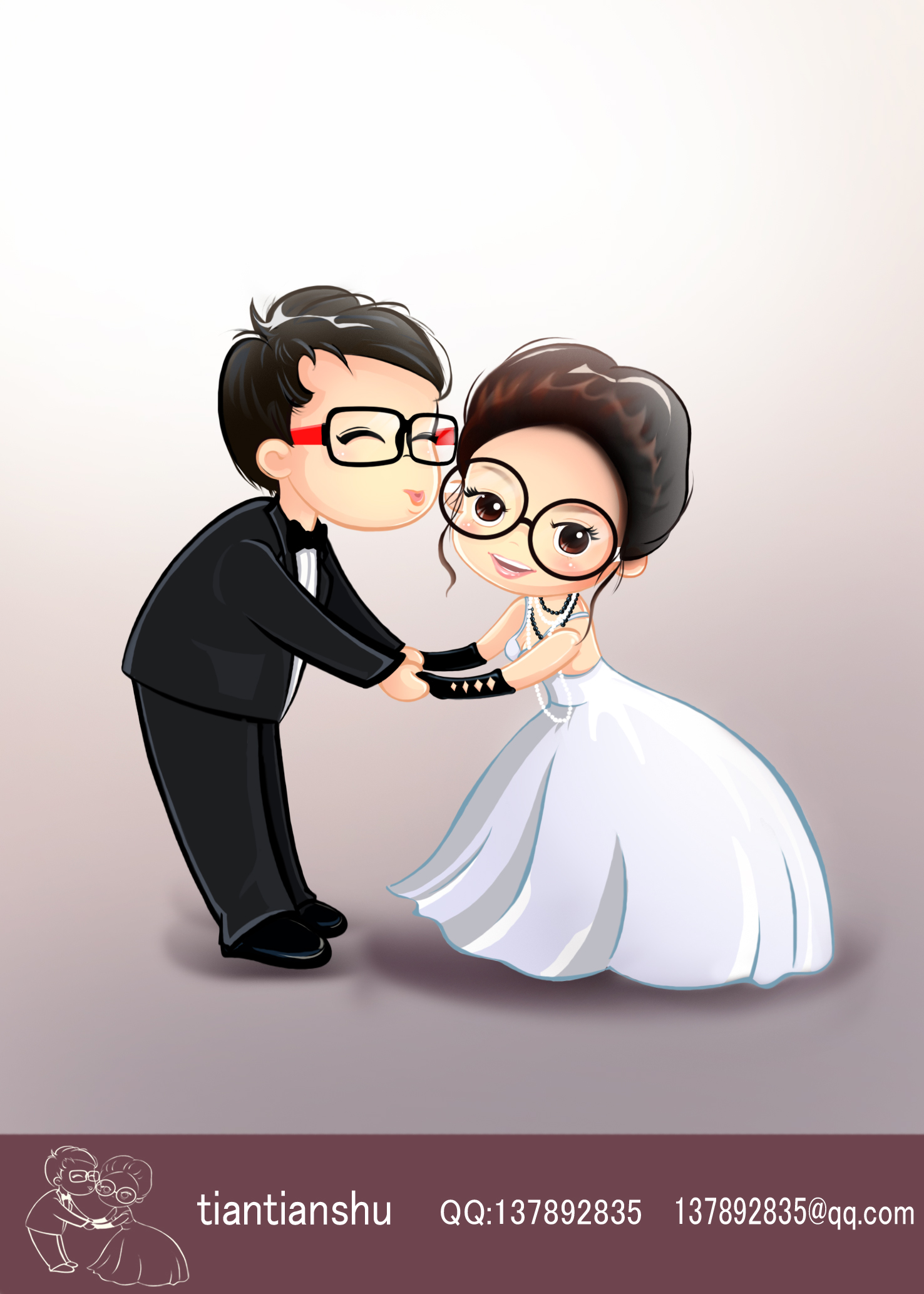 结婚新人卡通画征集