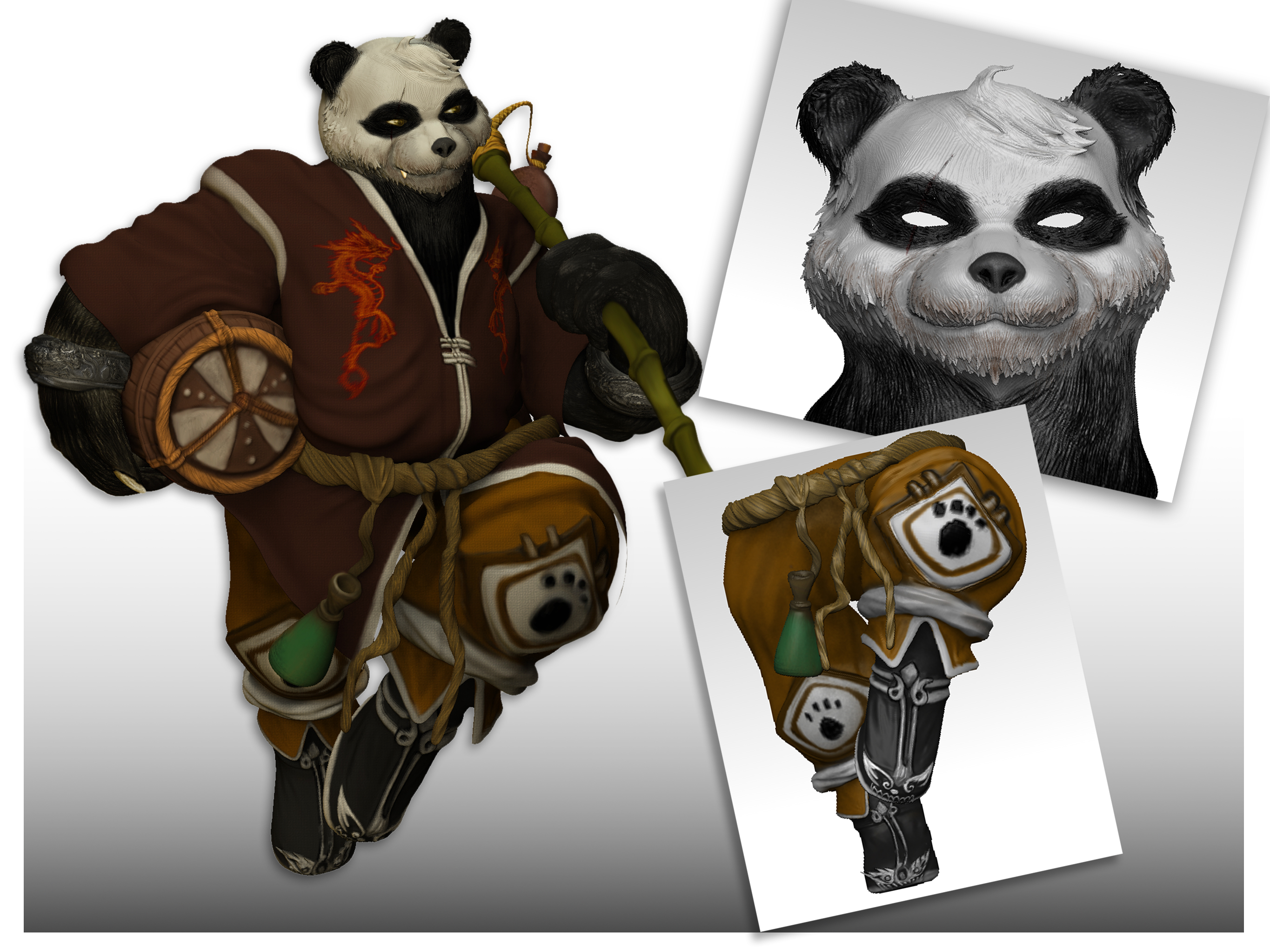 简单单色的智慧熊猫卡通形象设计,加急3天