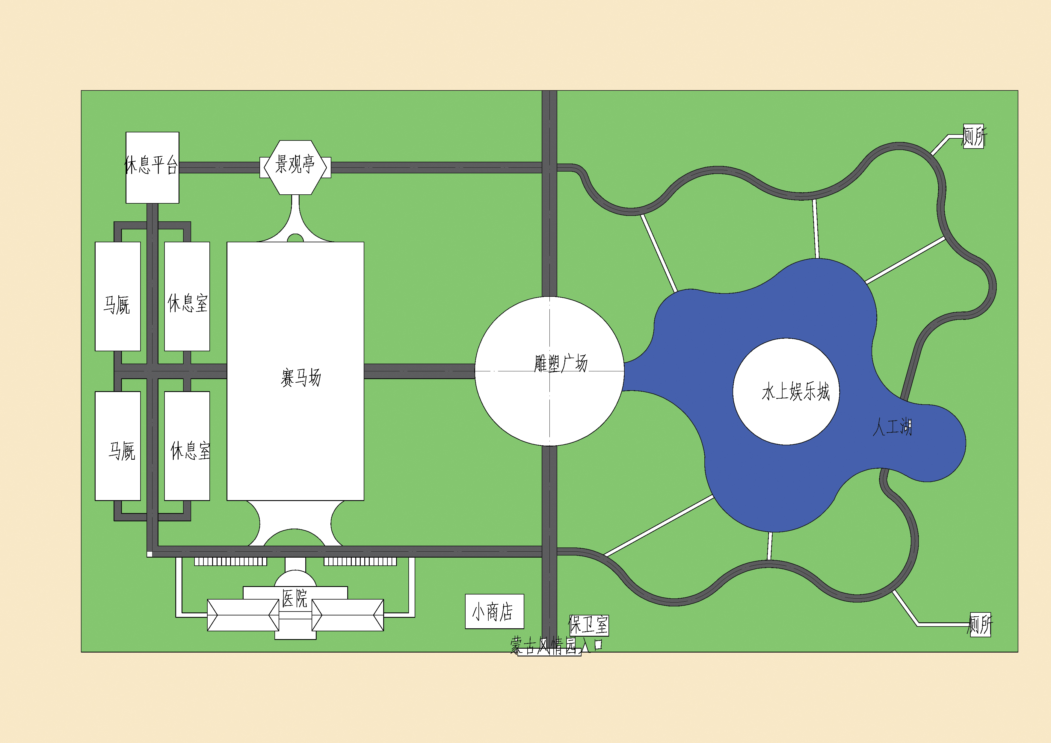 cad蒙古風情園平面圖