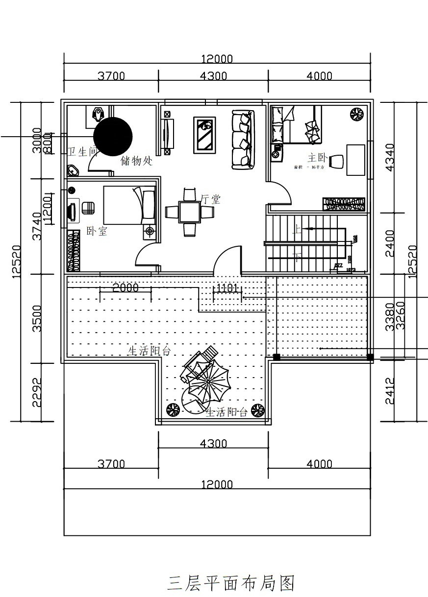 简单自建房平面布局草图