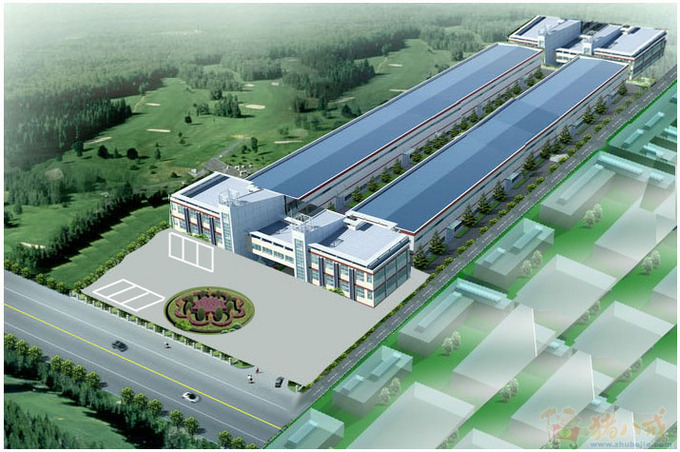 20亩厂房,办公楼设计鸟瞰效果图