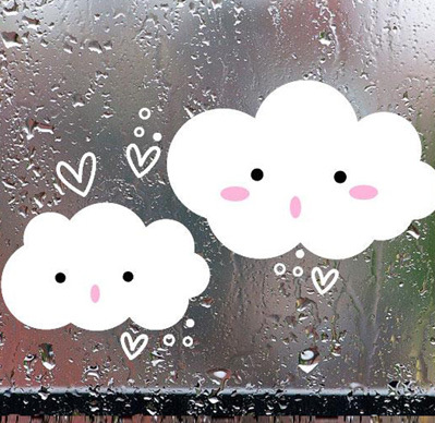 不干胶透明底彩色云朵图案贴纸